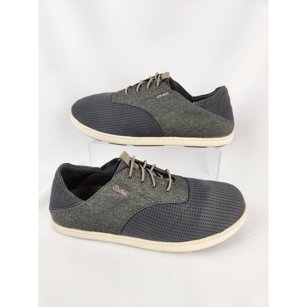OluKai Men's Nohea Moku Sneaker Size 9.5 Grey Shoes Slip On Loafer Boat Beach
